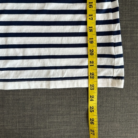 Liz Claiborne Navy & White Breton Striped Top – Size M – Cotton Crew Neck - Picture 7 of 7